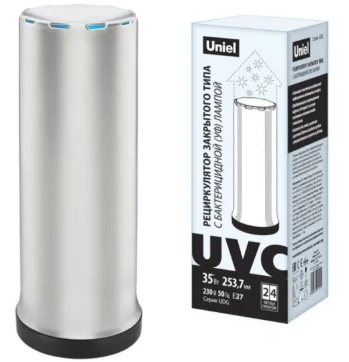 Рециркулятор Uniel UDG-T30A UVCB WHITE/BLACK с бактерицидной лампой Е27. Настольный. Без озонировани