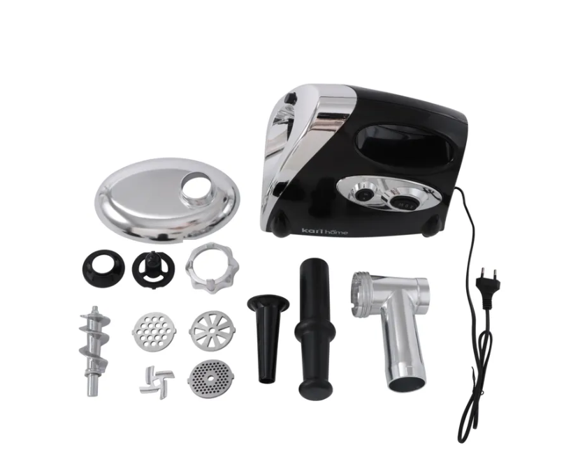 Электромясорубка kari home E44 800 Вт серебристый, черный
