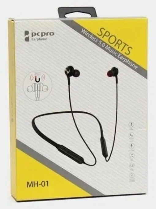 Беспроводные спортивные наушники с шейным ободком PcPro MH-01 (белый / white) BLUTOOTH-Гарнитура blu