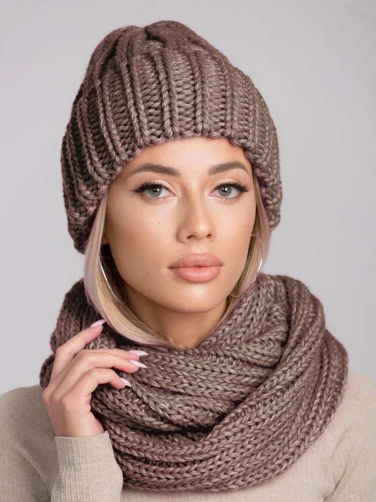 Шапка бини INVERNO для женщин цвет темно бежевый