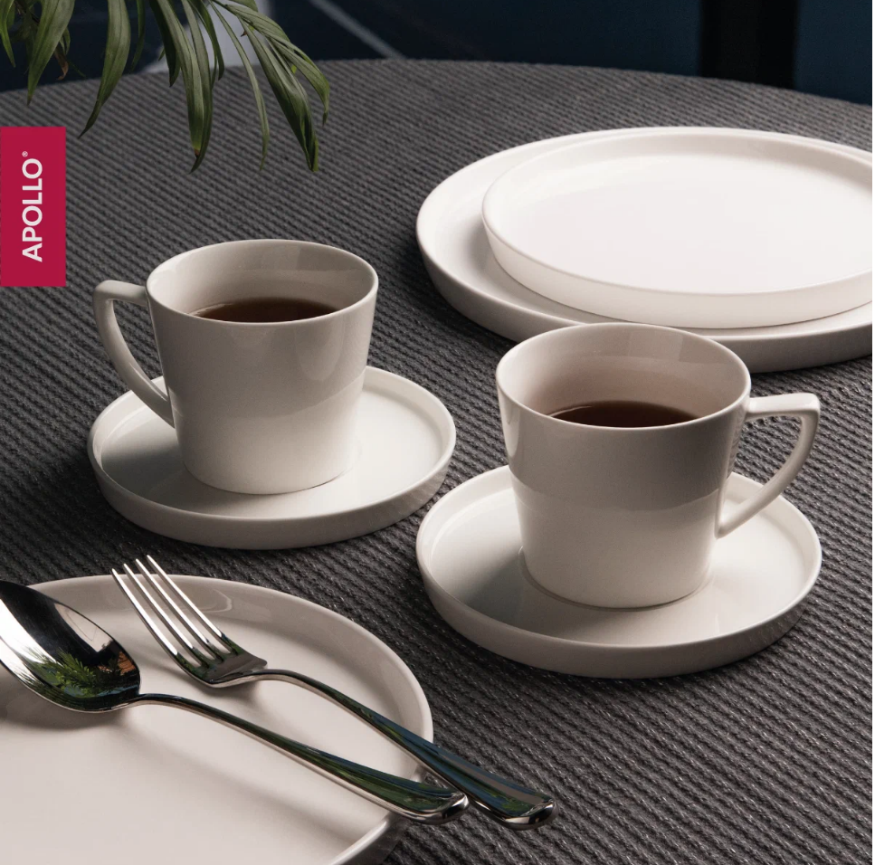 Чайная пара фарфоровая, чашка с блюдцем 230 мл Apollo "Blanco", набор 4 предмета