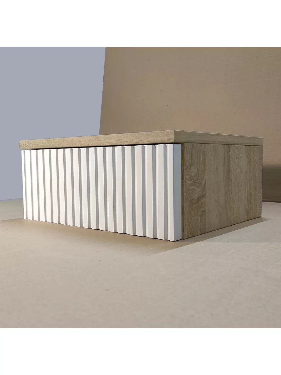 Шикко мебель Тумба прикроватная 35х30х15 см, дуб сонома светлый, белый