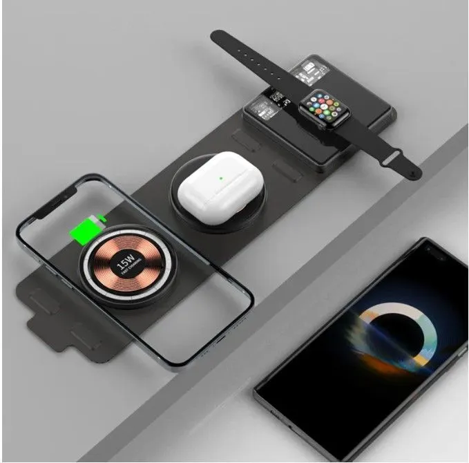 Беспроводное зарядное устройство для iphone / airpods / apple watch 3in1 / Док-станция Dual 15W