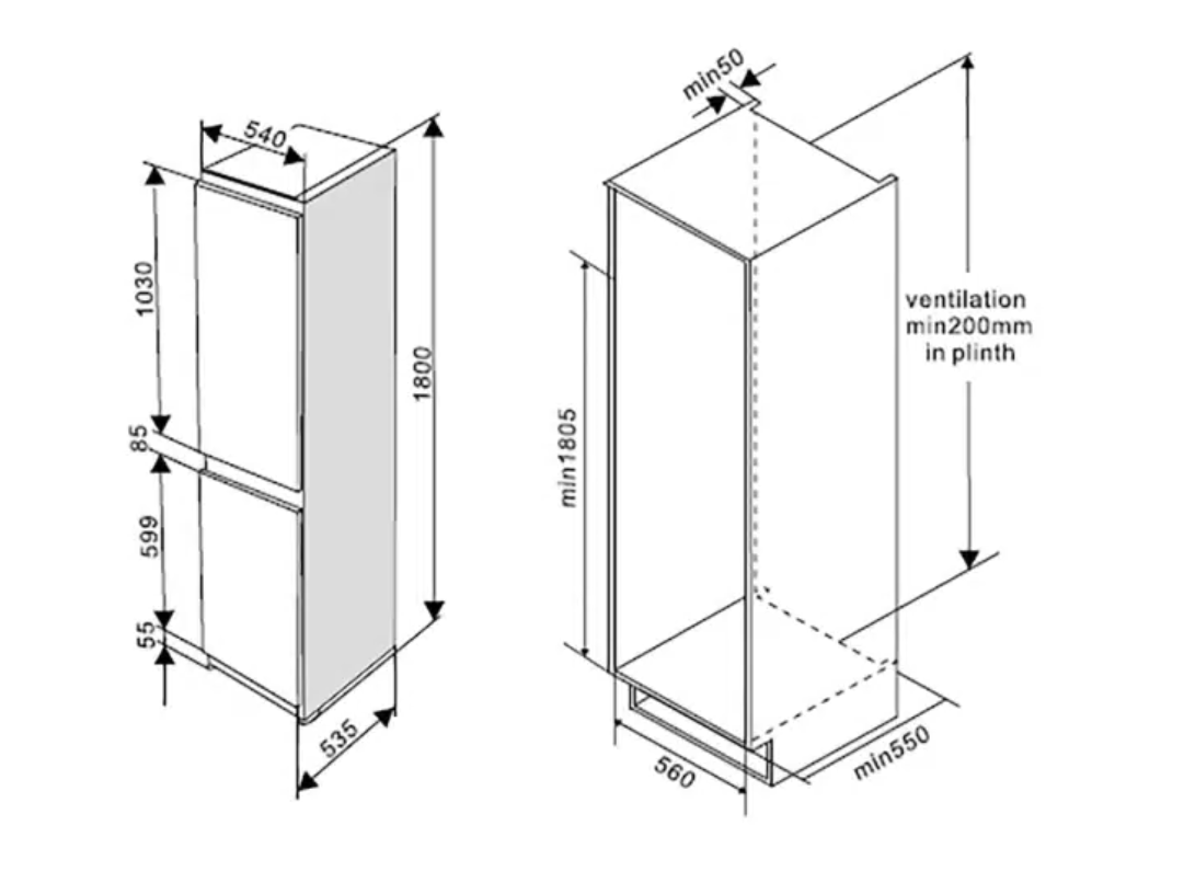 Встраиваемый холодильник Ascoli ADRF225WB