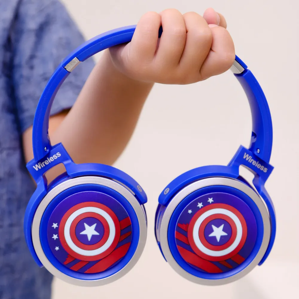 Наушники детские беспроводные Капитан Америка KA-906, с Bluetooth 5.0, с микрофоном, синие