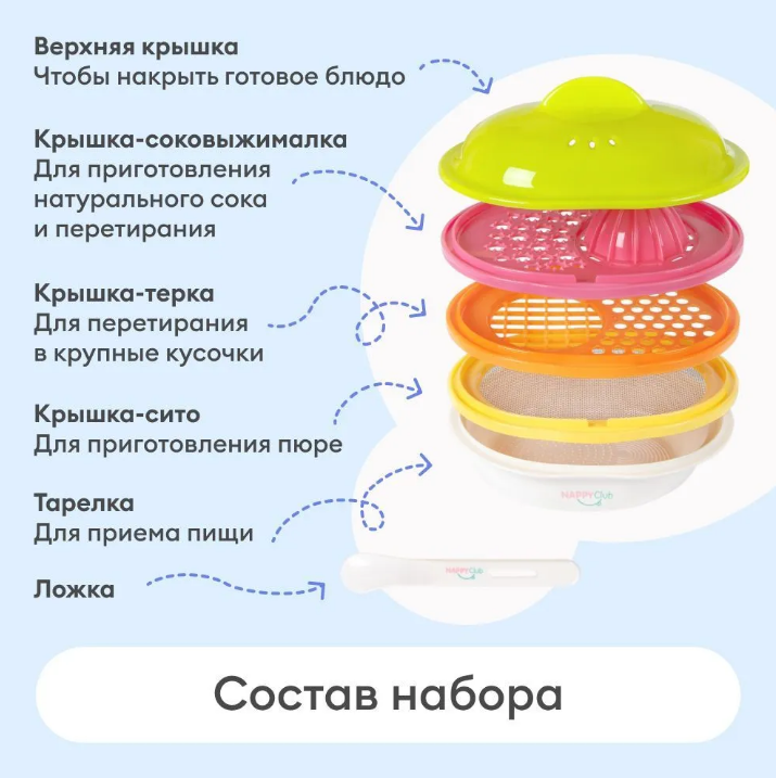 Набор для приготовления прикорма NappyClub с теркой, 6 предметов