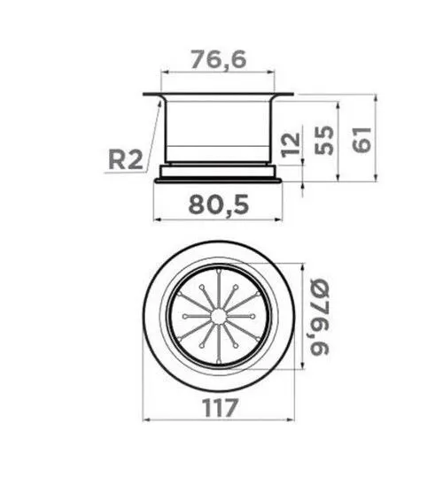 Сменная горловина Nagare Omoikiri NA-04 GB 4956820 для измельчителя, графит