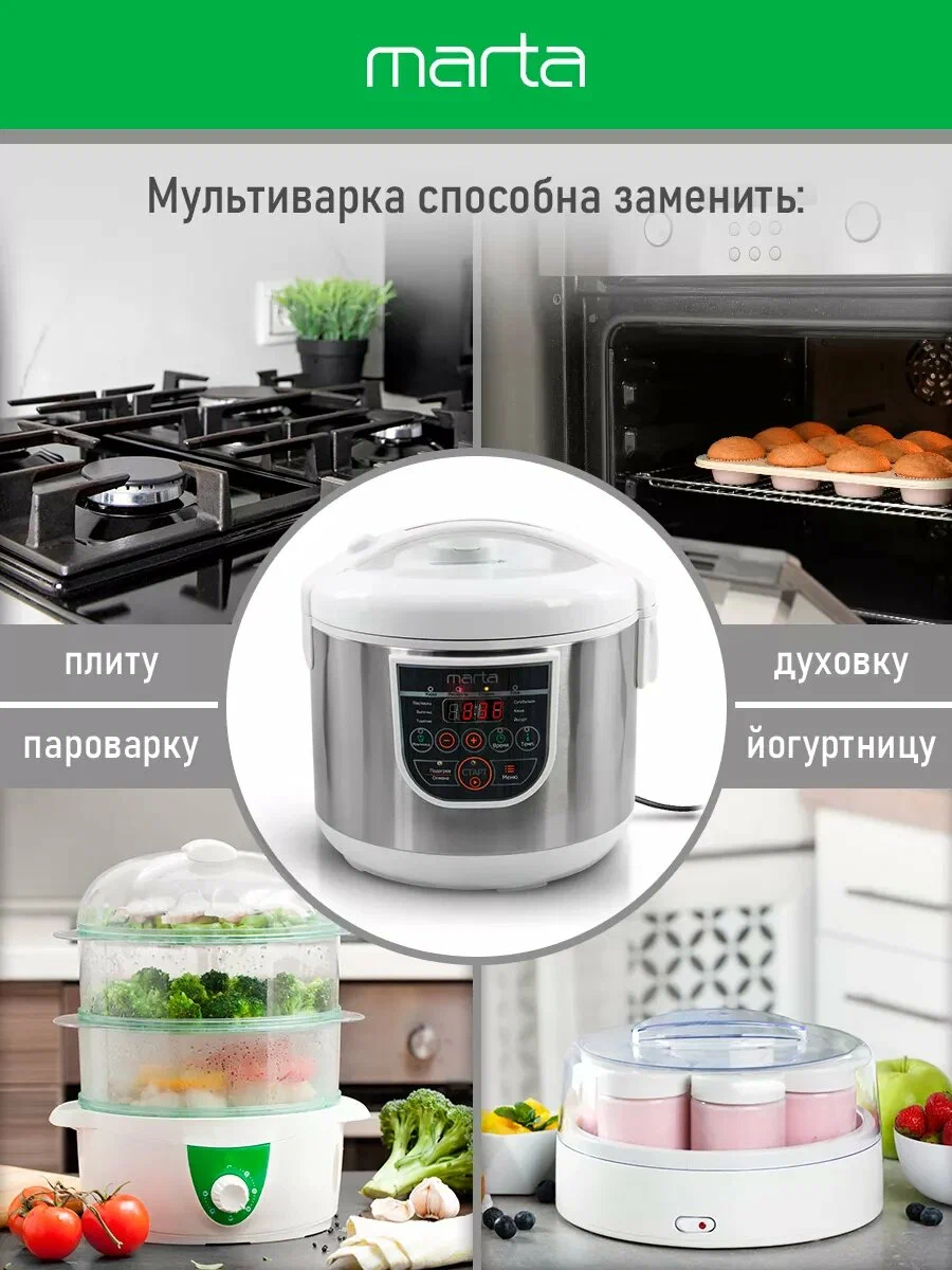 Мультиварка MARTA MT-4322 белый жемчуг