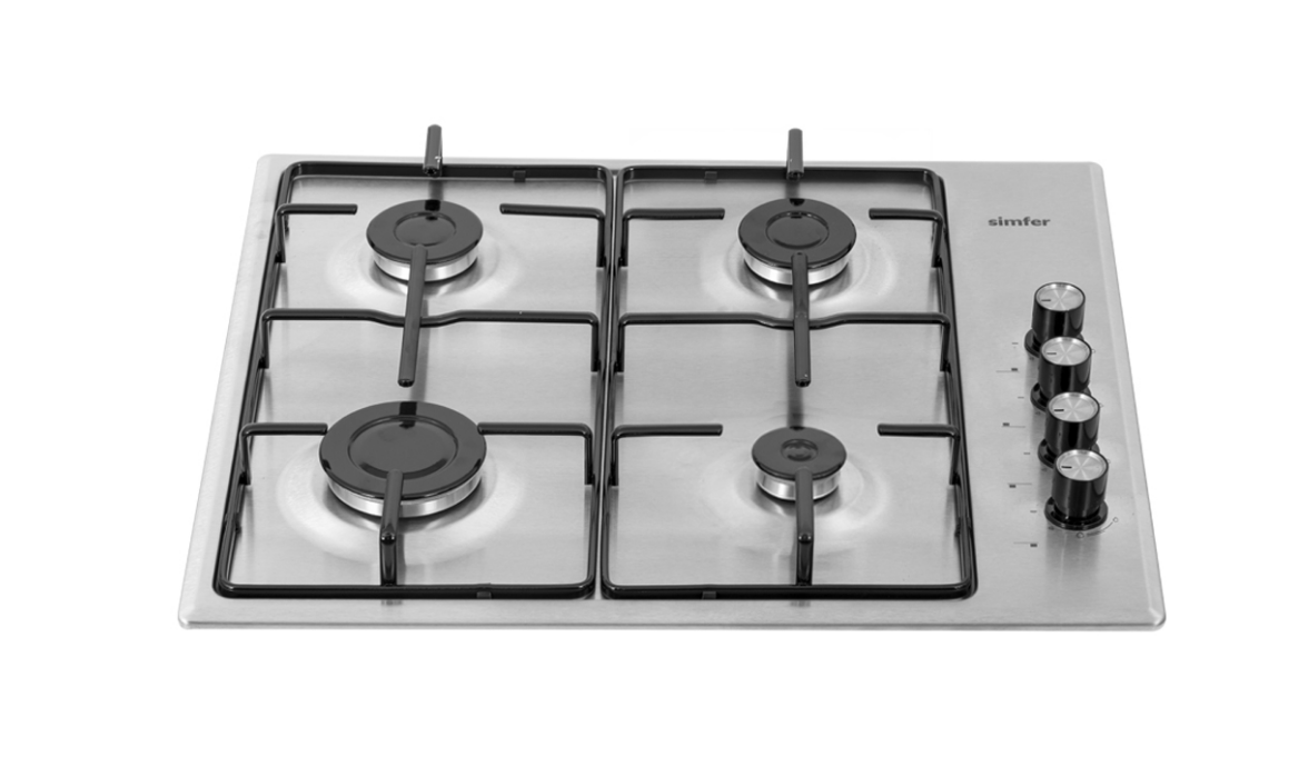 Газовая варочная панель Simfer H60Q40M411 (с автоподжигом, серебристая)