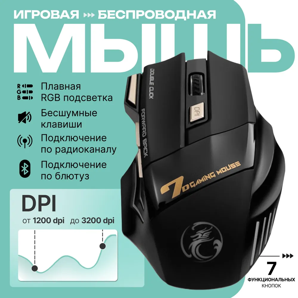 Игровая компьютерная мышь беспроводная GW-X7 RGB