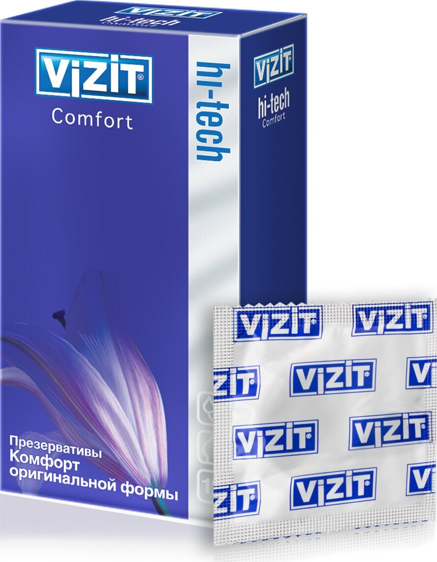 Презервативы VIZIT HI-TECH comfort оригинальной формы 12 шт