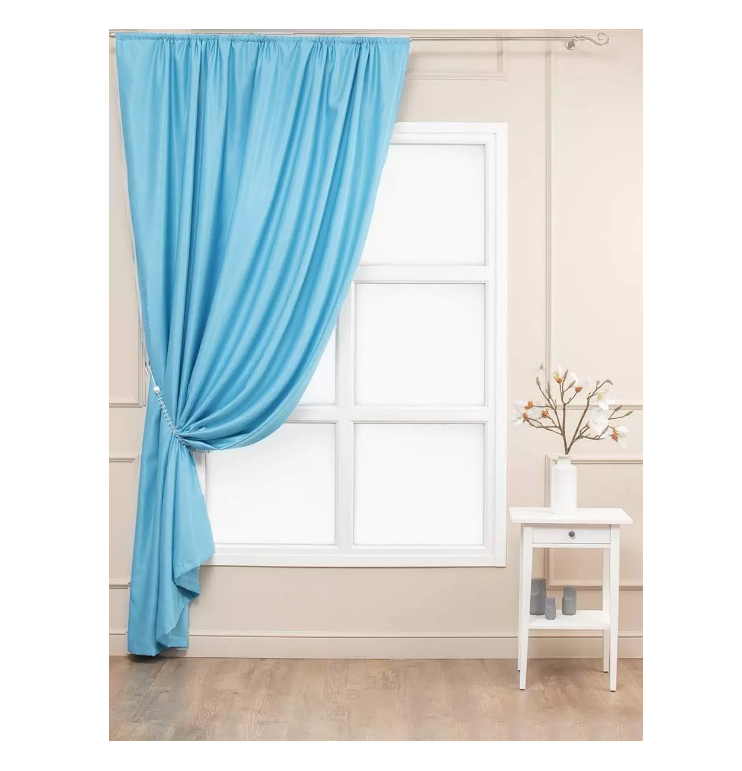 Штора Amore Mio софт однотоннный, на ленте 200х270 1 шт,бирюзовый