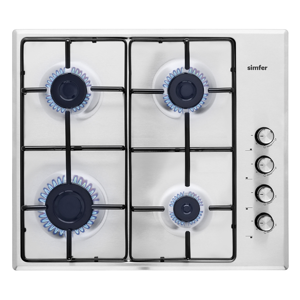 Газовая варочная панель Simfer H60Q40M411 (с автоподжигом, серебристая)