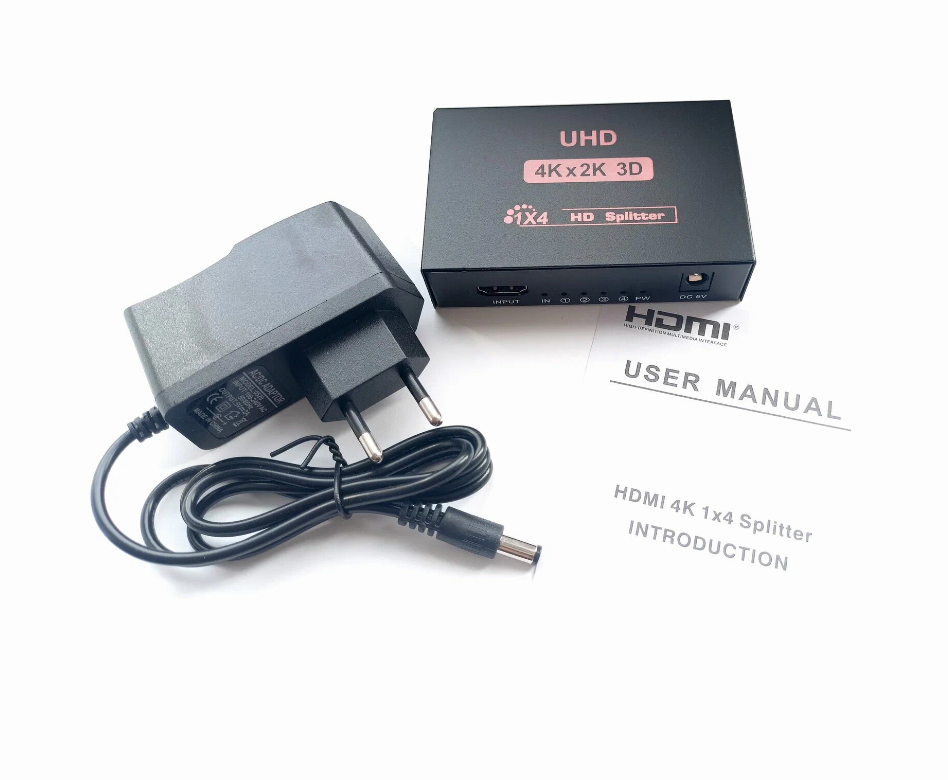 Разветвитель сигнала HDMI / Сплиттер 1 на 4 порта / Splitter 4К 3D