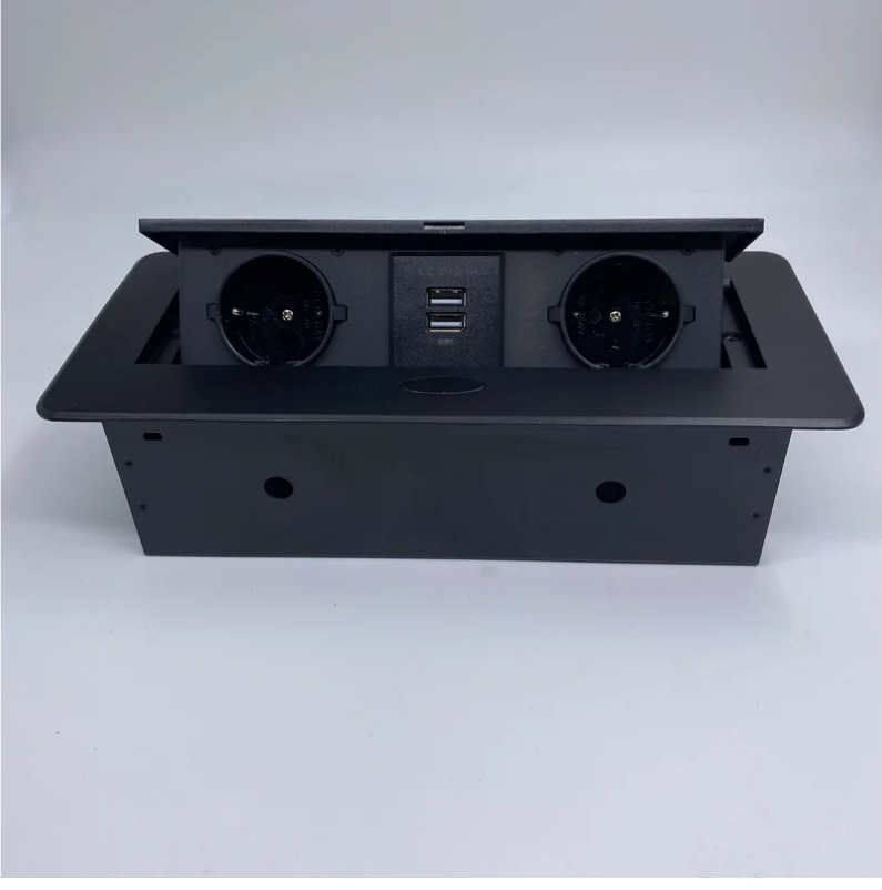 Встраиваемая выдвижная розетка для столешницы с usb Inrior TORO-88-20