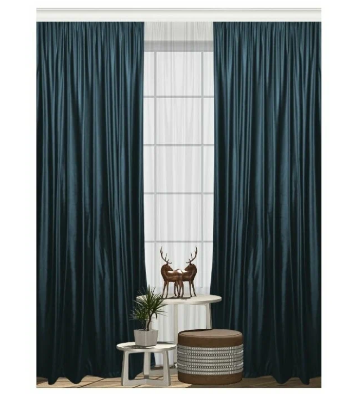 Штора милиса бархат "Тихоокеанский синий", 200х270см.