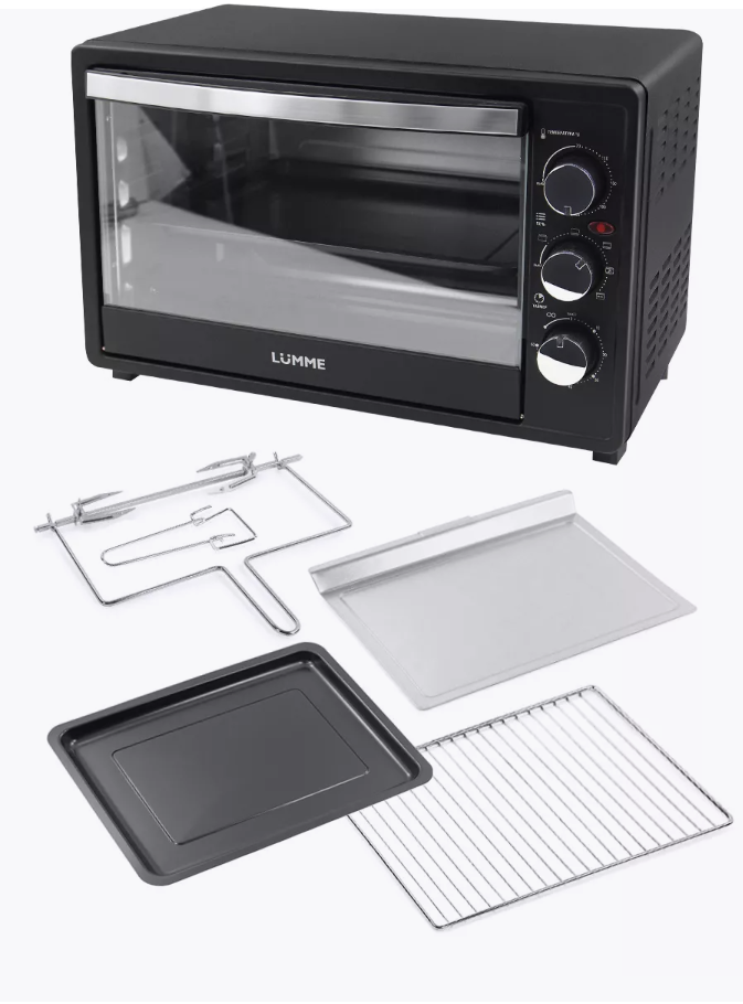 Духовка духовой шкаф мини-печь LUMME LU-EO1713A 40 литров конвекция вертел гриль черный жемчуг