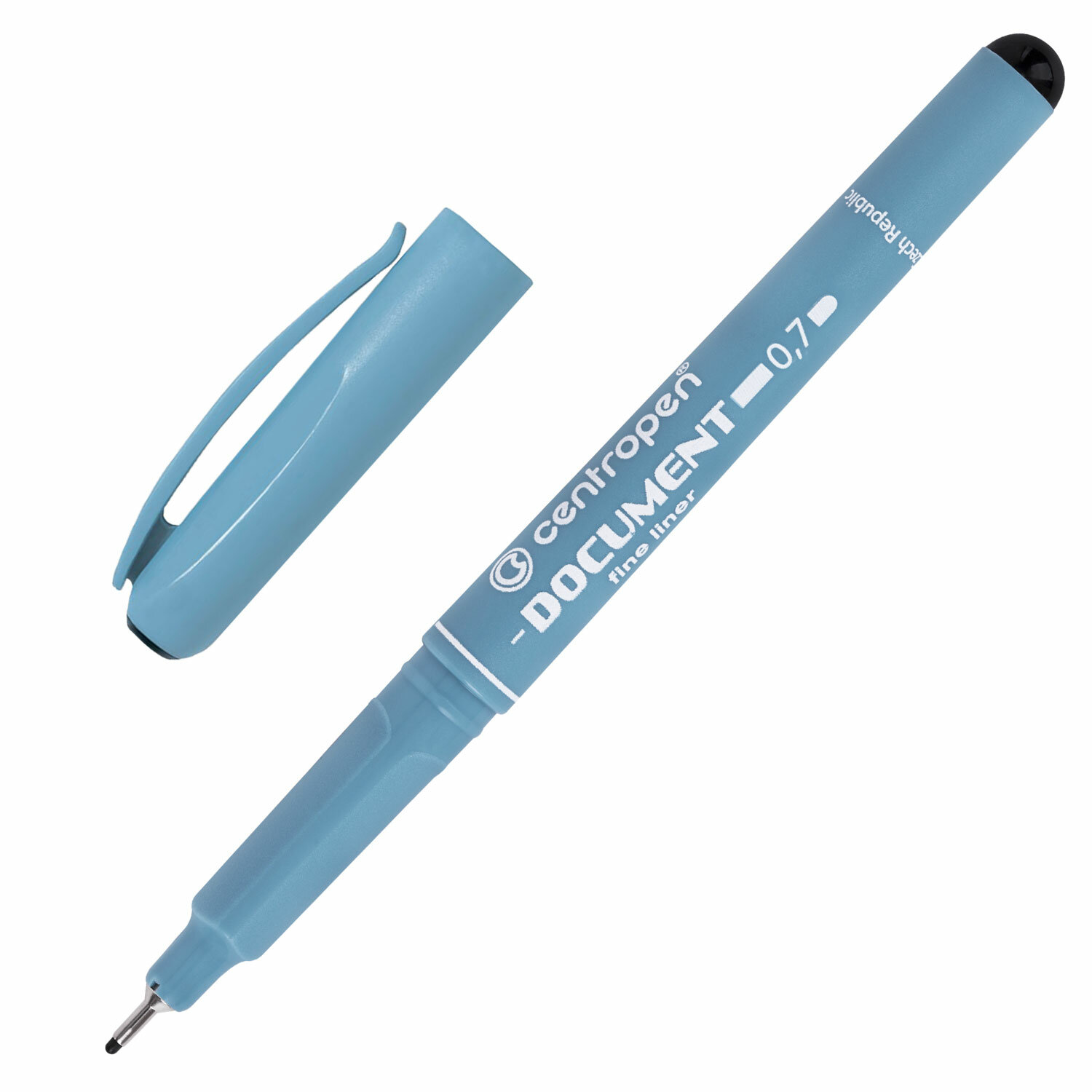 Комплект 10 шт, Ручка капиллярная (линер) черная CENTROPEN "Document", трехгранная, линия письма 0.7