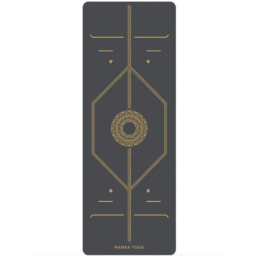 HAMSA YOGA Спортивный коврик для йоги и фитнеса, 183х68х0.6 см, Черный